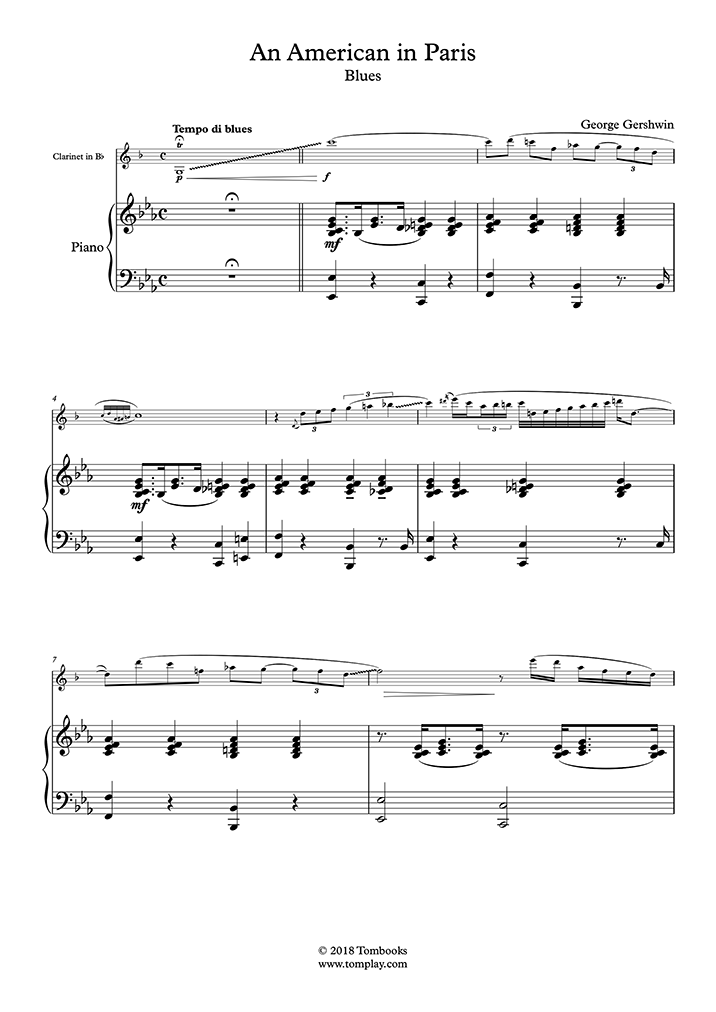 Free Sheet Music : Gershwin, George - An American In Paris (Piano Solo)